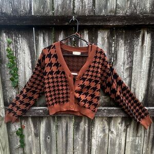 Altard State Houndstooth Cardigan & Tank Top Set Women's M